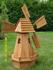 Solar Windmühle 120 cm hoch, aus Holz