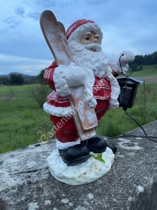 Beleuchtete Weihnachtsmann Figur Nikolaus mit Ski