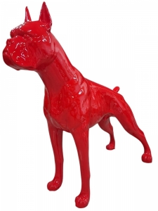 Dekohund Boxer mit rotem Autolack, 100 cm hoch