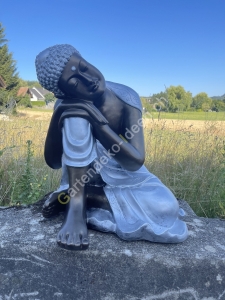 Buddha Figur sitzend 59 cm, silber