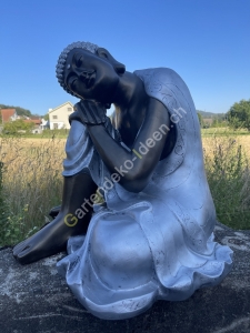 Buddha Figur sitzend 59 cm, silber 3