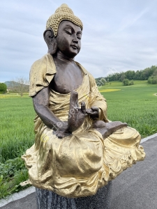 Grosse Buddha Statue sitzend Seite