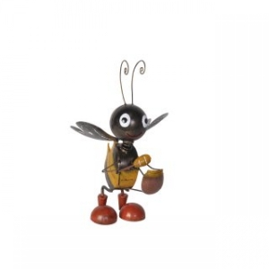 Deko Figur Biene aus Metall mit Honigtopf 36 cm