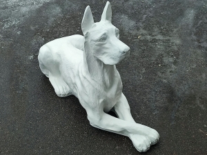 Deutsche Dogge lebensecht, Hundefigur lebensgross, 94 cm, weiss 1