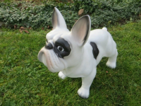 Deko Hundefigur Französische Bulldogge Weiss-Schwarz, Gartendeko Hundefigur