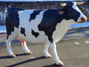Deko Kuh lebensgross mit Melksystem in schwarz-weiss 1