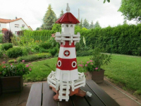Deko-Leuchtturm in Rot-Weiss 115 cm hoch