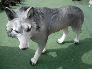 Jungtier Wolf Figur klein, stehend, 60 cm lang