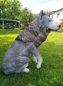 Deko Wolf Figur gross grau 67 cm hoch