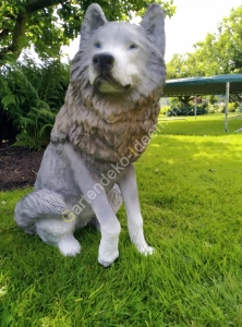  Wolf Figur lebensgross grau 67 cm hoch