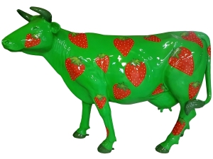 Designfigur Kuh, aufrecht mit Autolack, Variante 14