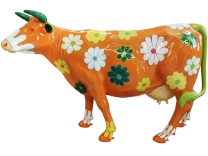 Designfigur Kuh, aufrecht mit Autolack, Variante 13