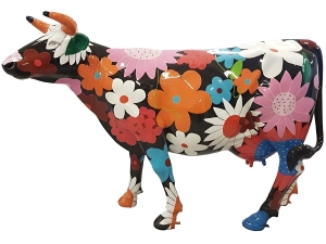 Designfigur Kuh, aufrecht mit Autolack, Variante 12