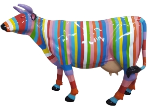 Designfigur Kuh, aufrecht mit Autolack, Variante 9