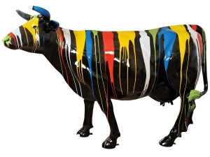 Designfigur Kuh, aufrecht mit Autolack, Variante 7