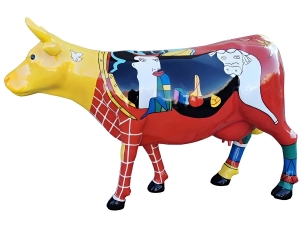 Designfigur Kuh, aufrecht mit Autolack, Variante 6