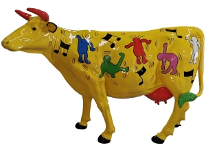 Designfigur Kuh, aufrecht mit Autolack, Variante 2