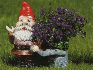 Gartenzwerg mit Karre als Blumentopf, 24 cm hoch 1