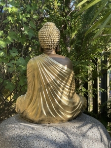 Rueckansicht der goldenen Buddha Statue