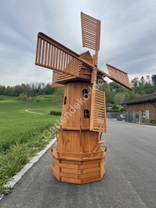 XXL Grosse  Windmühle mit Solarbeleuchtung aus Holz
