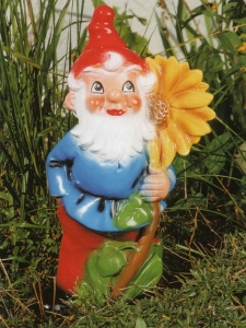 Grosser Gartenzwerg mit Sonnenblume, 41 cm hoch