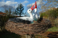 Deko Storch zur Geburt mit 2 sitzenden Störchen 2