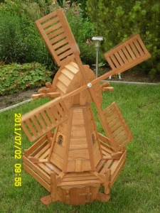 Holländer Gartenmühle aus Holz, 125 cm hoch