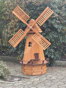 Achteckige Gartenwindmühle aus Holz, 150 cm hoch