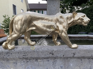 Panther Deko in Gold Spezial Autolack - 80 cm lang