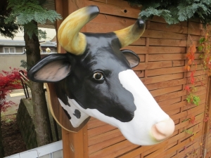 Deko Kuhkopf für die Wand, schwarz weiss