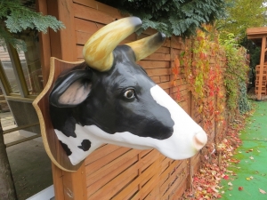 Kuhkopf Deko für die Wand, schwarz weiss