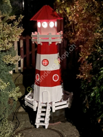 Grosser Solar Leuchtturm XXL - Rot-Weiss 180 cm