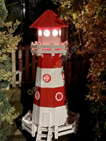 Solar Leuchtturm XXL Rot-Weiss, 180 cm hoch 