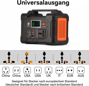 Mobile Powerstation - mobiler Stromspeicher mit Universalsteckdose für viele Länder geeignet