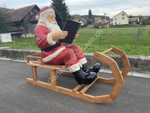Grosser XXL Weihnachtsmann mit Schlitten , 130 cm lang