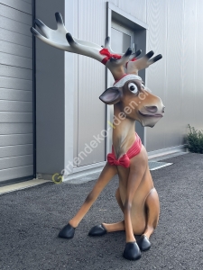 Rudolf Rentier Figur mit Weihnachtselfe 