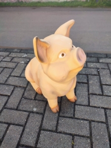 Schwein Dekofigur für Garten, sitzend, 55 cm hoch 5
