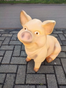 Schwein Dekofigur für Garten, sitzend, 55 cm hoch 6