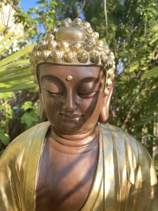 Nahaufnahme des ruhigen Buddha Gesichts