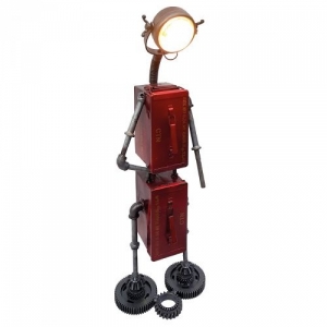 Upcycling Lampe: Stehlampe Unikat Robot Eisen 119 cm