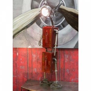 Upcycling Lampe: Stehlampe Unikat Robot Eisen 119 cm