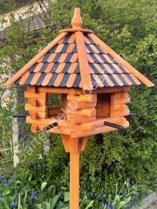 Edle Vogelfutterstation aus Holz mit Ständer