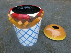 Werbeaufsteller Pommes und Burger Mülleimer, 105 cm hoch 4