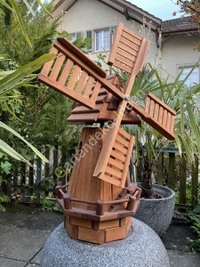 Windmühle Deko LED Solar im Garten aus Holz