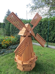 Gartenwindmühle mit Solarbeleuchtung, 150 cm hoch