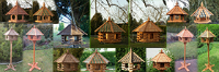 Vogelhäuser, Vogelfutterhäuser aus Holz mit Ständer oder zum Aufhängen